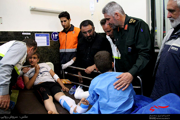 حضور سردار فضلی در بیمارستان جهت عیادت از مصدومان زلزله
