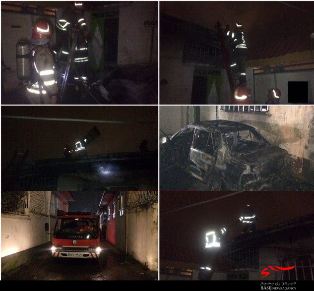 آتش سوزی پراید و سرایت آن به منزل مسکونی در لاهیجان