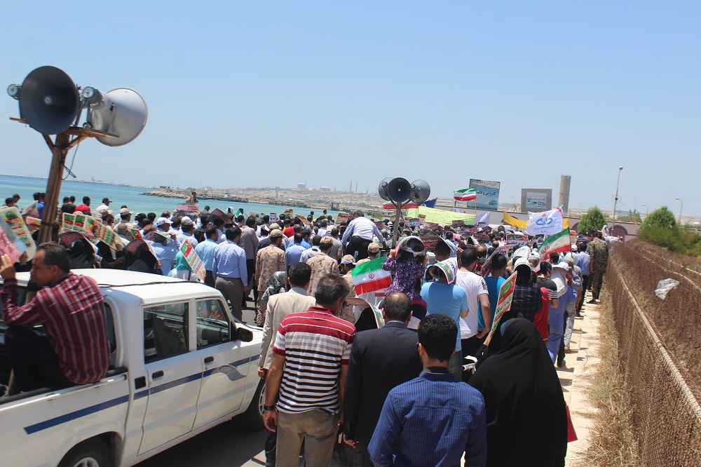 راهپیمایی مردم جزیره خارگ در حمایت از مردم مظلوم فلسطین