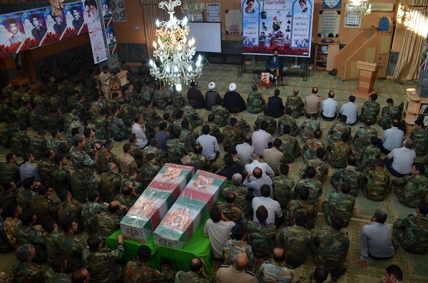 مراسم استقبال از شهدای تازه تفحص شده دوران دفاع مقدس در قرارگاه عملیاتی لشکر 16 زرهی قزوین