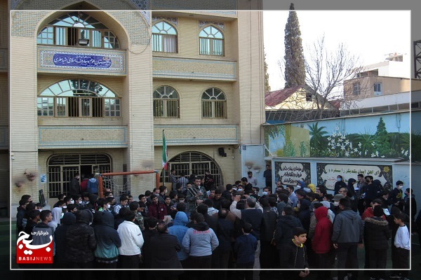 وداع دانش آموزان دبیرستان علوم و معارف اسلامی شهید مطهری شیراز با شهید گمنام دانش آموز