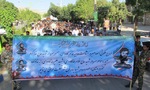 تشییع همسر سردار شهید خداکرم رجب پور و خواهر شهیدان کاووسی در فرخشهر