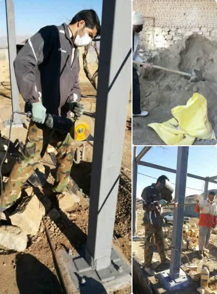 برگزاری اردوی یکروزه جهادی جهت احداث منزل برای محرومین در روستای قزلجه